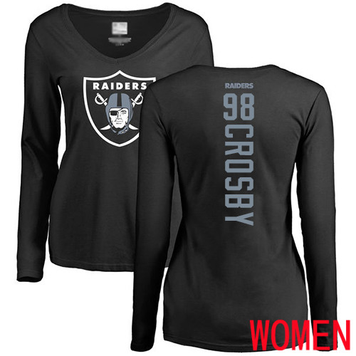 Oakland Raiders Black Women Maxx Crosby Backer NFL Football 98 Long Sleeve T Shirt